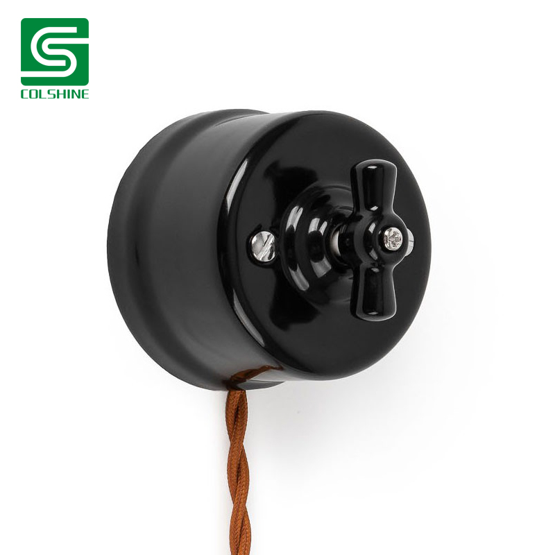 Black Porcelain Wall Switch